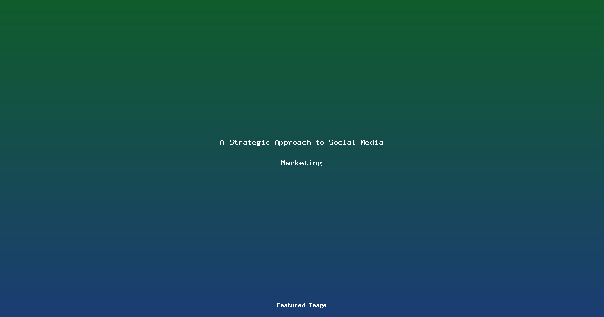 A Strategic Approach to Social Media Marketing