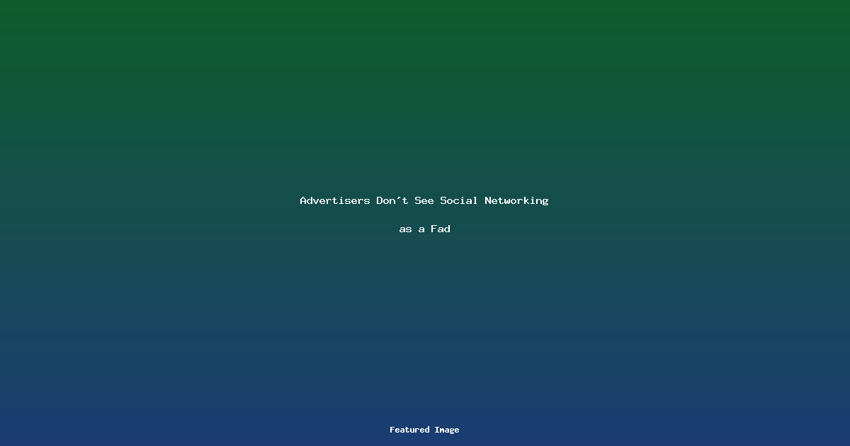 Advertisers Dont See Social Networking as a Fad