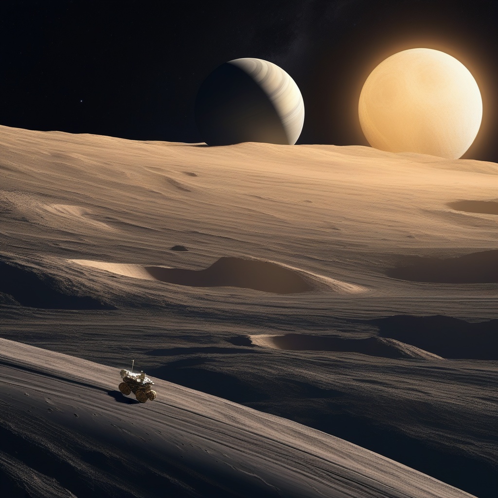 Cassini Spacecraft Flying By Saturns Largest Moon