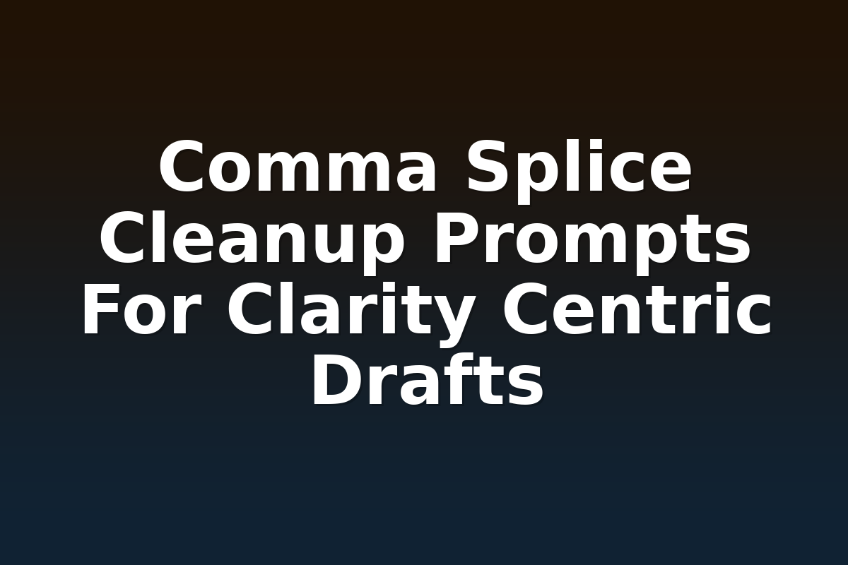Comma Splice Cleanup Prompts For Clarity Centric Drafts