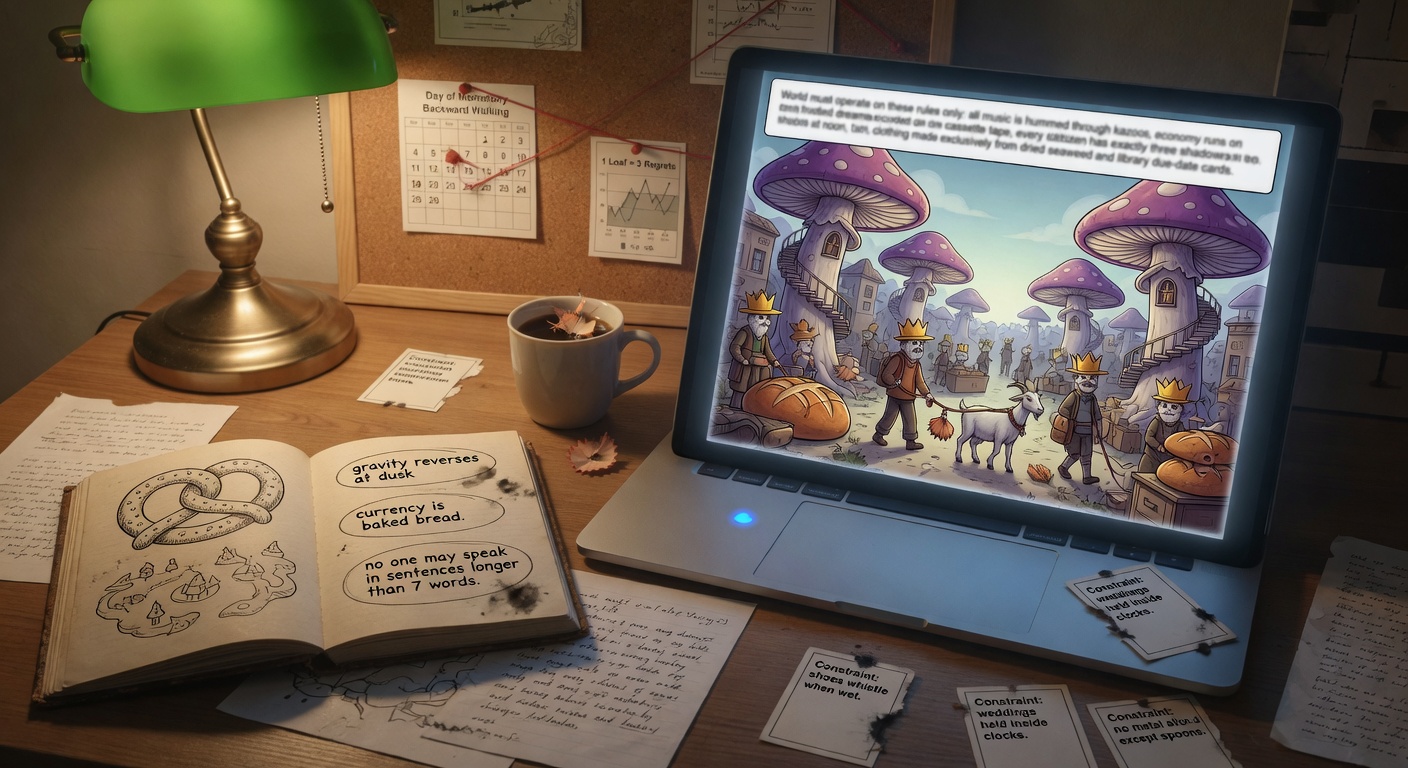 Constraint Prompts for Worldbuilding: AI Works Better With Absurd Limits