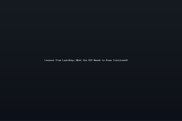 Lessons from LearnKey What the CEO Needs to Know continued
