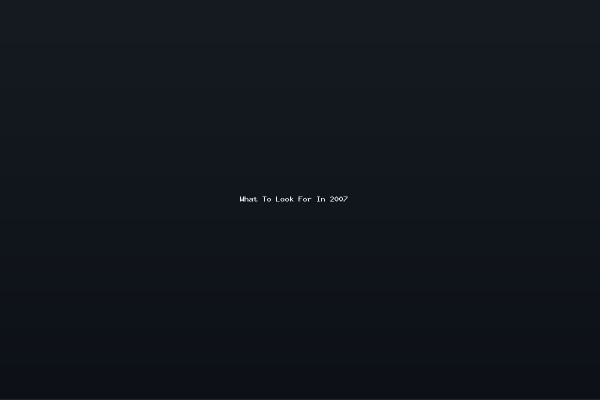 What To Look For In 2007
