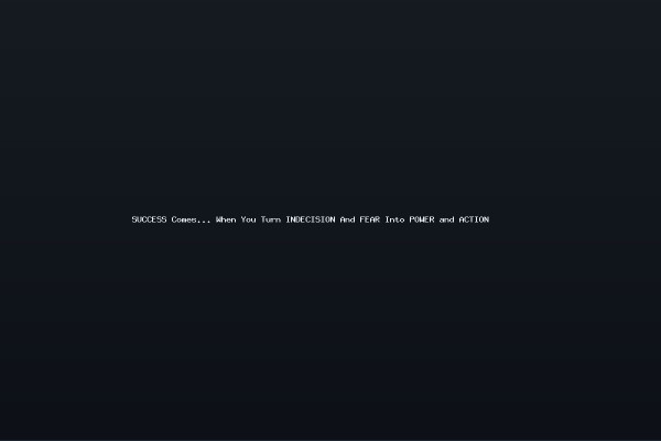 SUCCESS Comes... When You Turn INDECISION And FEAR Into POWER and ACTION