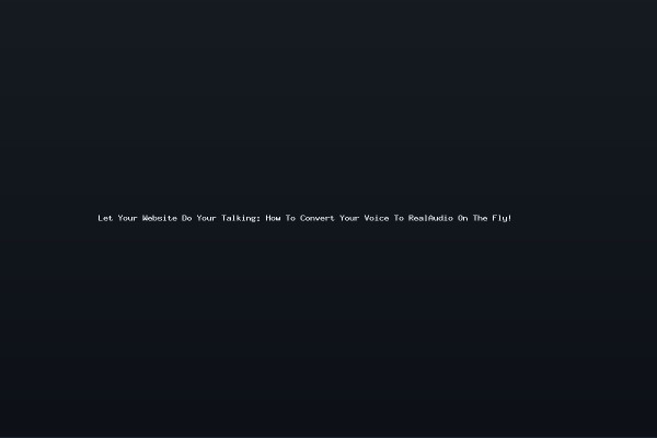 Let Your Website Do Your Talking How To Convert Your Voice To RealAudio On The Fly