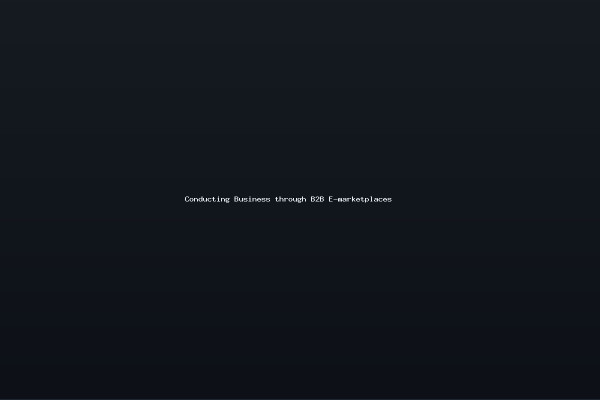 Conducting Business through B2B E-marketplaces