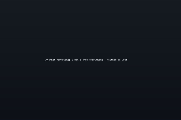 Internet Marketing I dont know everything - neither do you
